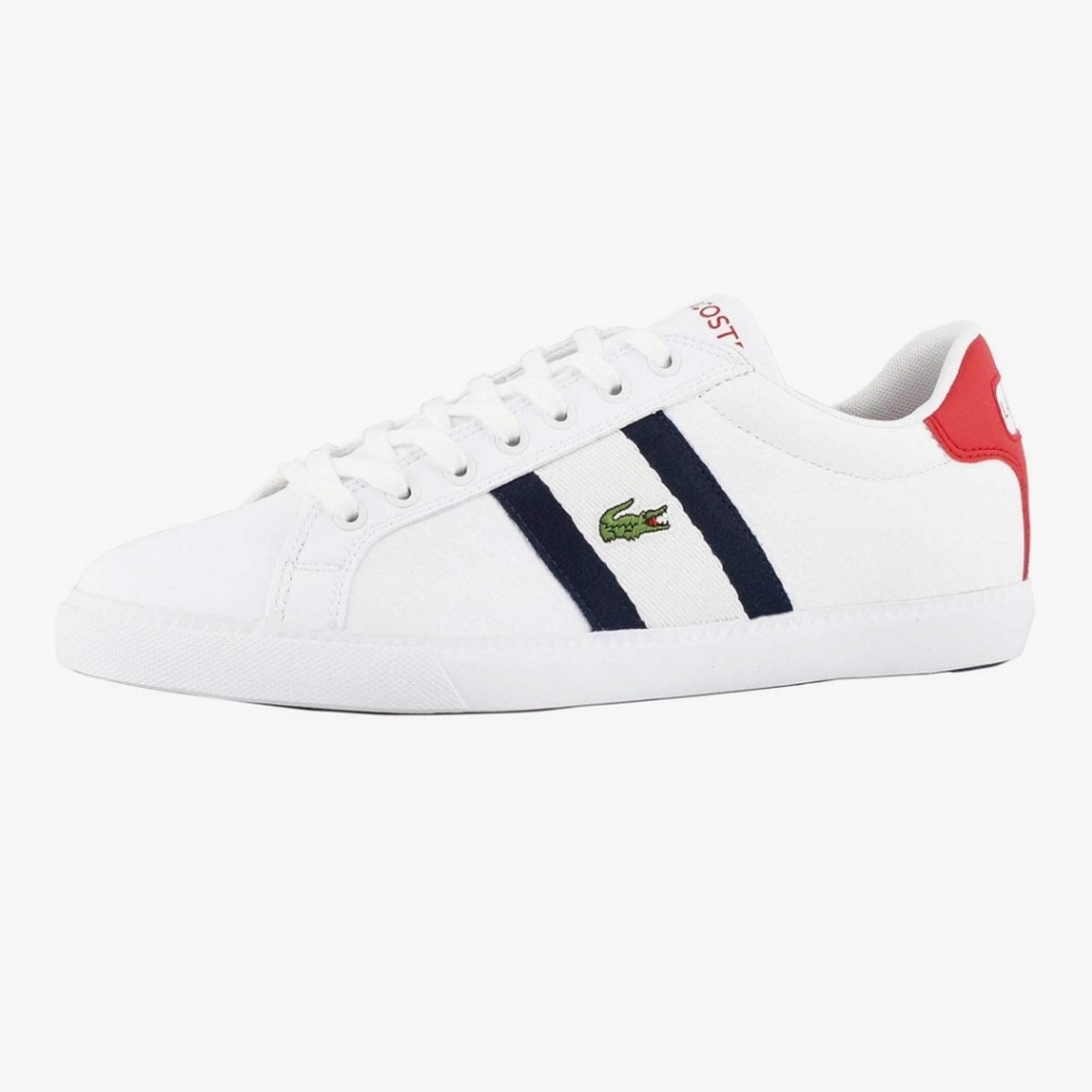 Lacoste White Navy Red Low-Top Sneakers